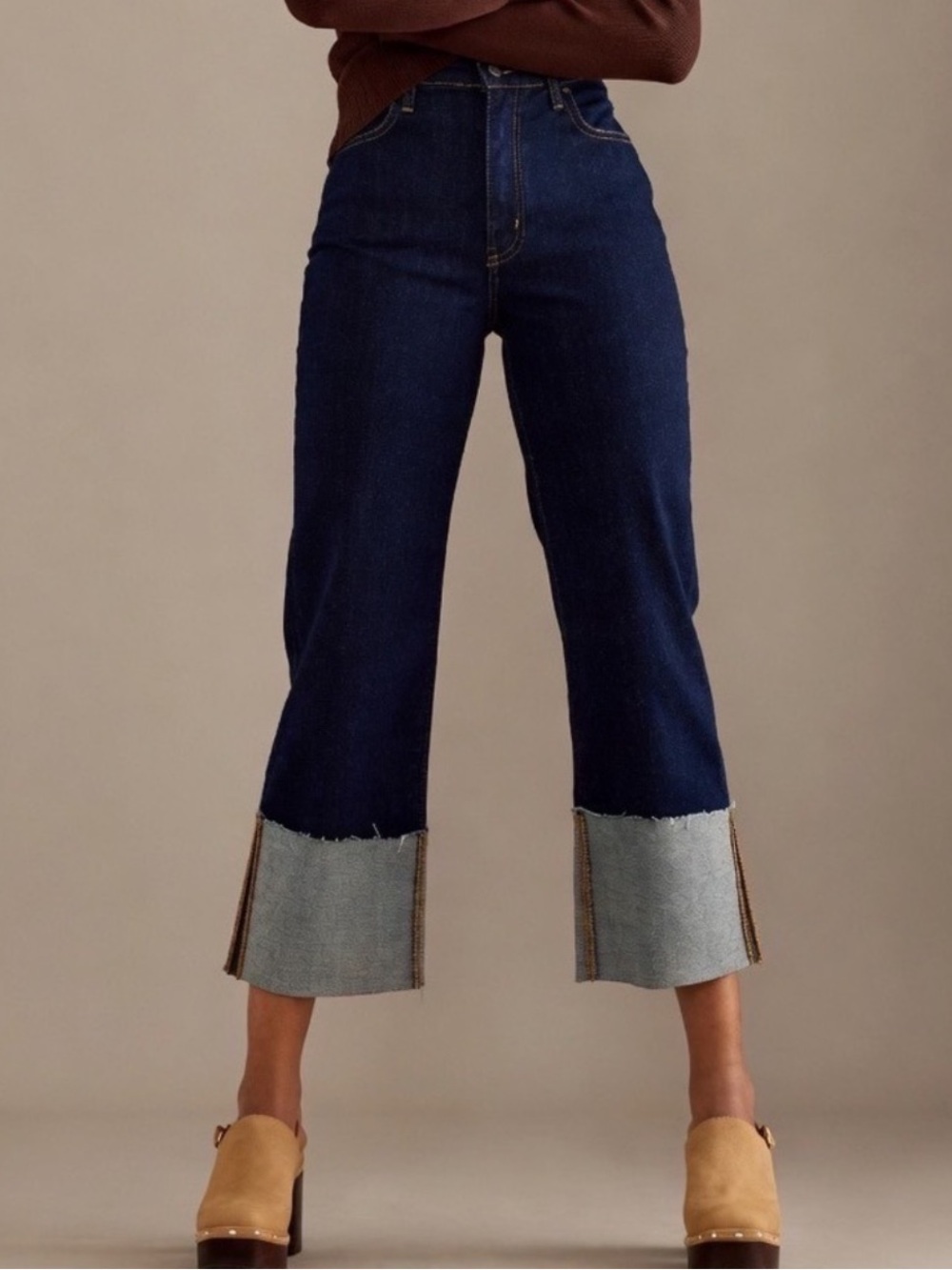 NWOT Anthropologie Pilcro Scotty Cuffed High-Rise Straight-Leg Jeans Size 29